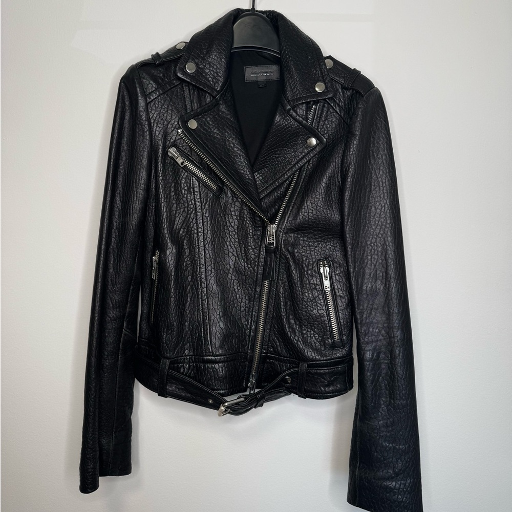 Mackage x Aritzia Rumer Pebbled Black Leather Moto Jacket - Picture 2 of 8